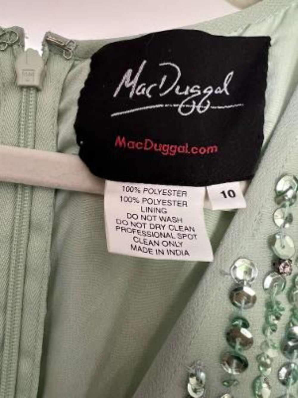 Mac Duggal 70267 Sequined Sleeveless V-Neck Midi Sheath Dress Size 10 - Picture 11 of 14